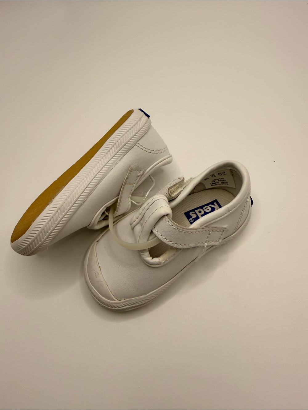 Keds Kids White Leather Hook-and-Loop Sneakers